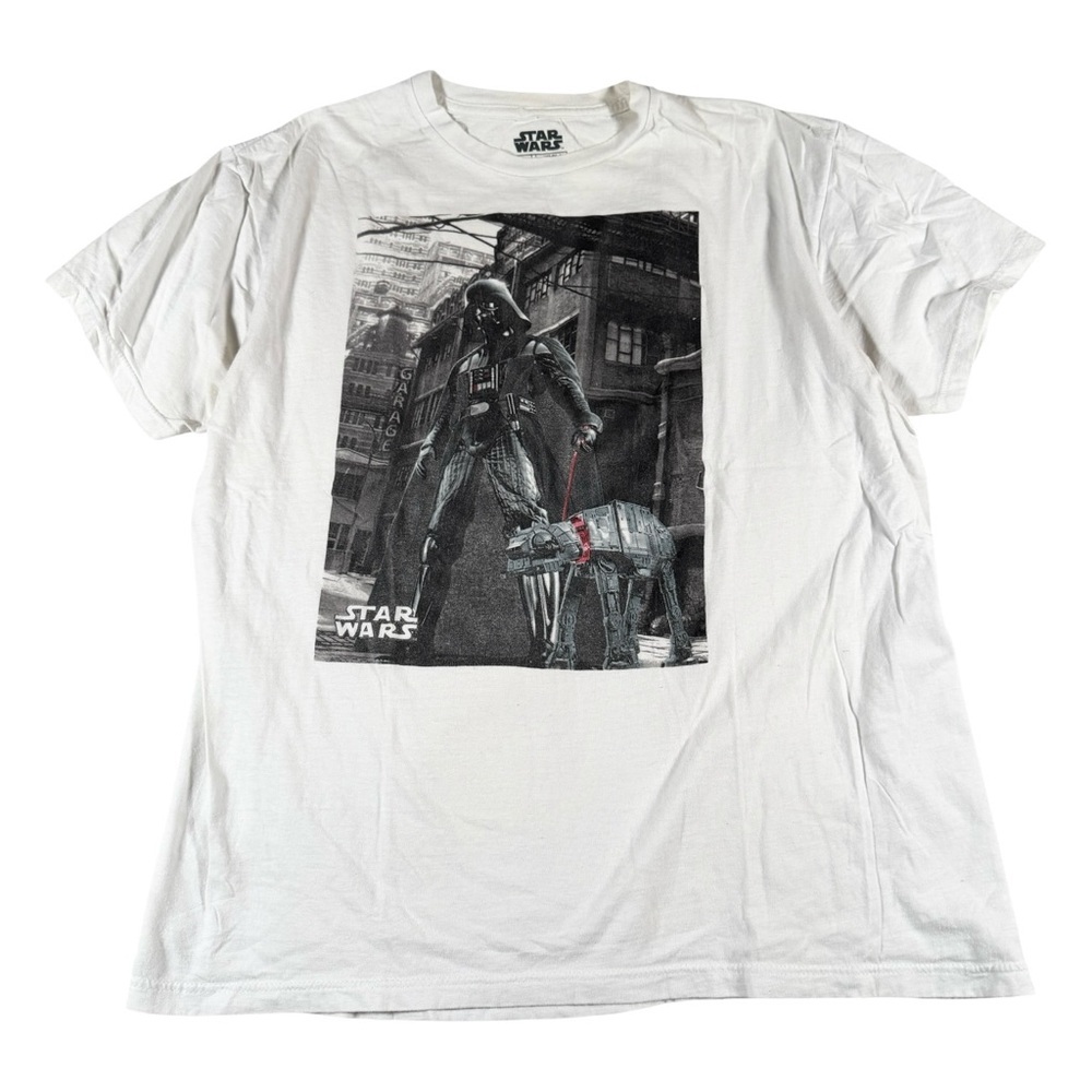 Star Wars Darth Vader AT-AT Walker T-Shirt, Size Large, White Graphic Tee